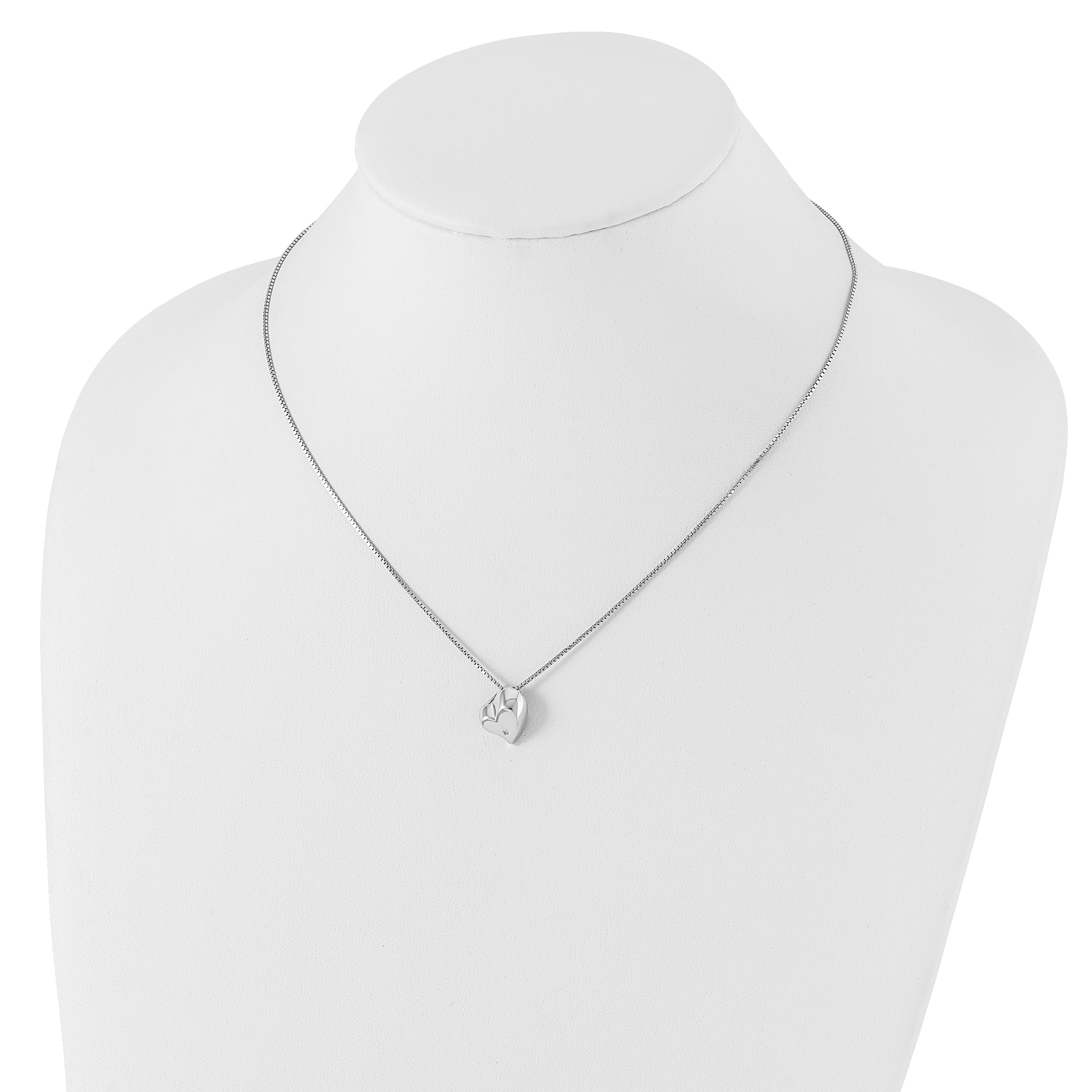Sophia Jewelers Women's Sterling Silver Diamond Heart Necklace with Extender