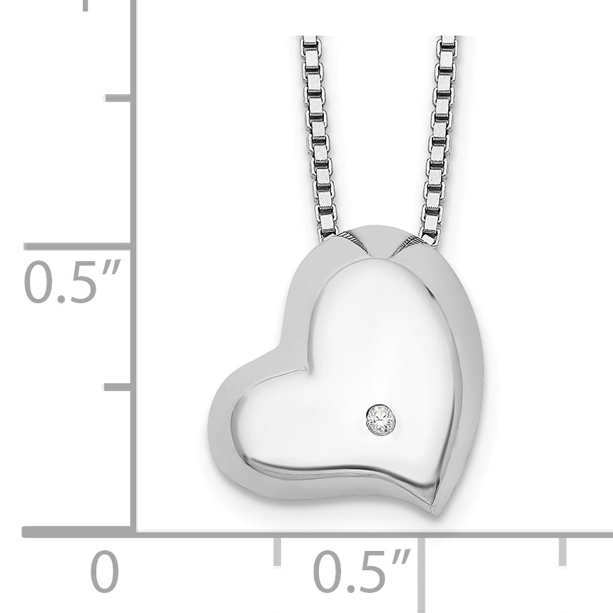 Sophia Jewelers Women's Sterling Silver Diamond Heart Necklace with Extender