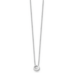 Sterling Silver Diamond Open Circle Necklace with Rhodium Finish