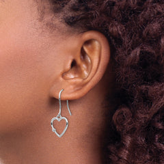 Sophia Jewelers Sterling Silver Diamond Heart Dangle Earrings Gift-Ready
