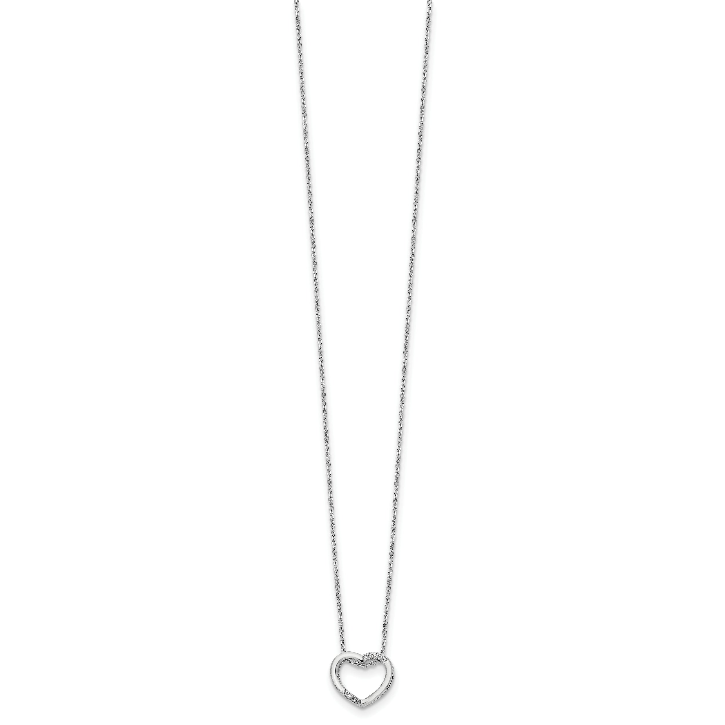 Sophia Jewelers 925 Sterling Silver Diamond Heart Necklace Gift Ready