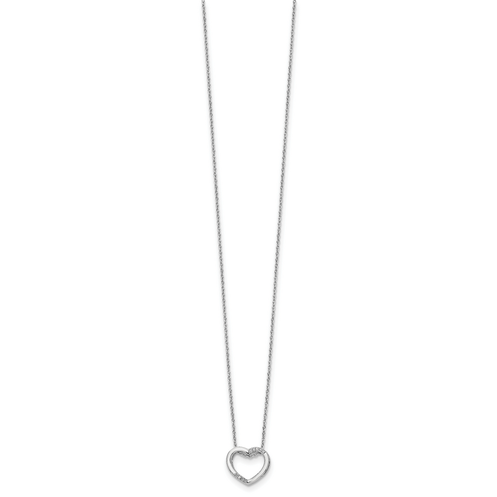 Sophia Jewelers 925 Sterling Silver Diamond Heart Necklace Gift Ready