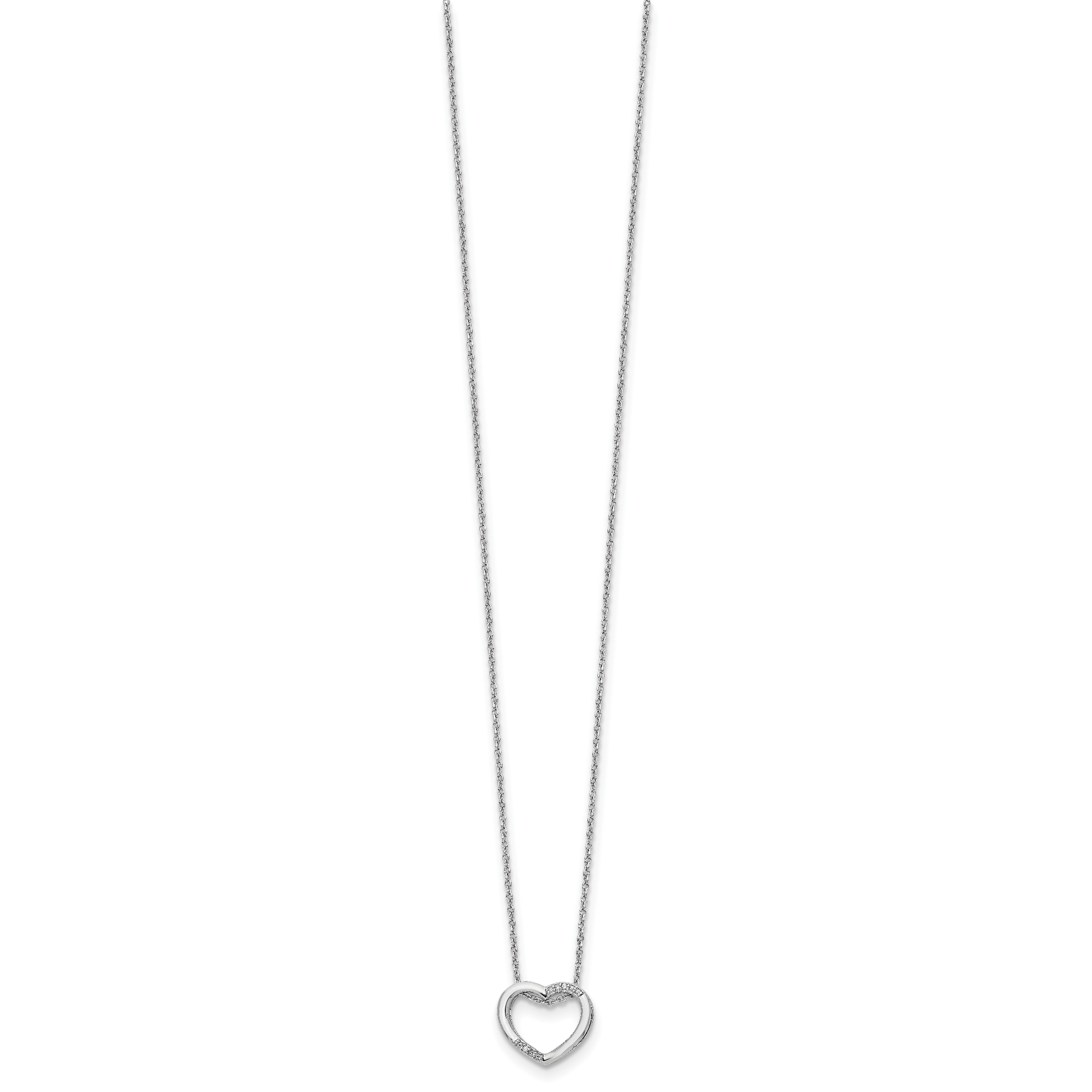 Sophia Jewelers 925 Sterling Silver Diamond Heart Necklace Gift Ready