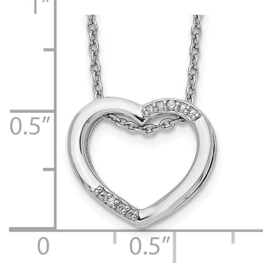 Sophia Jewelers 925 Sterling Silver Diamond Heart Necklace Gift Ready