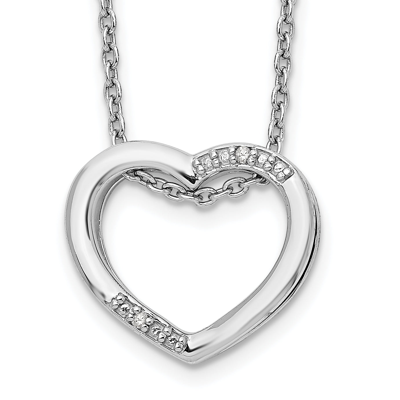 White Ice Sterling Silver Rhodium-plated 18 Inch Diamond Open Heart Necklace with 2 Inch Extender Main image