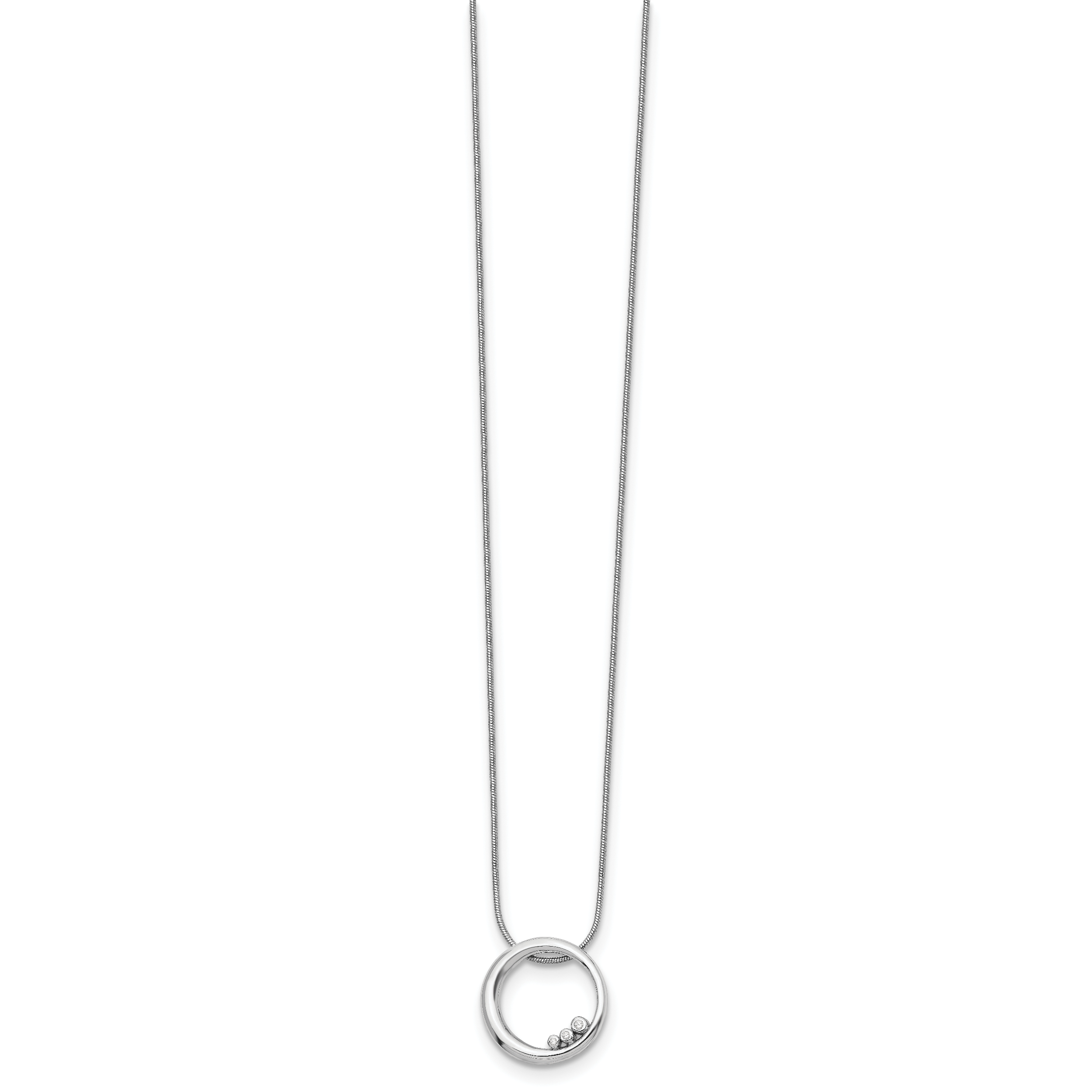 White Ice Sterling Silver Diamond Circle Necklace with Rhodium Finish Secondary image