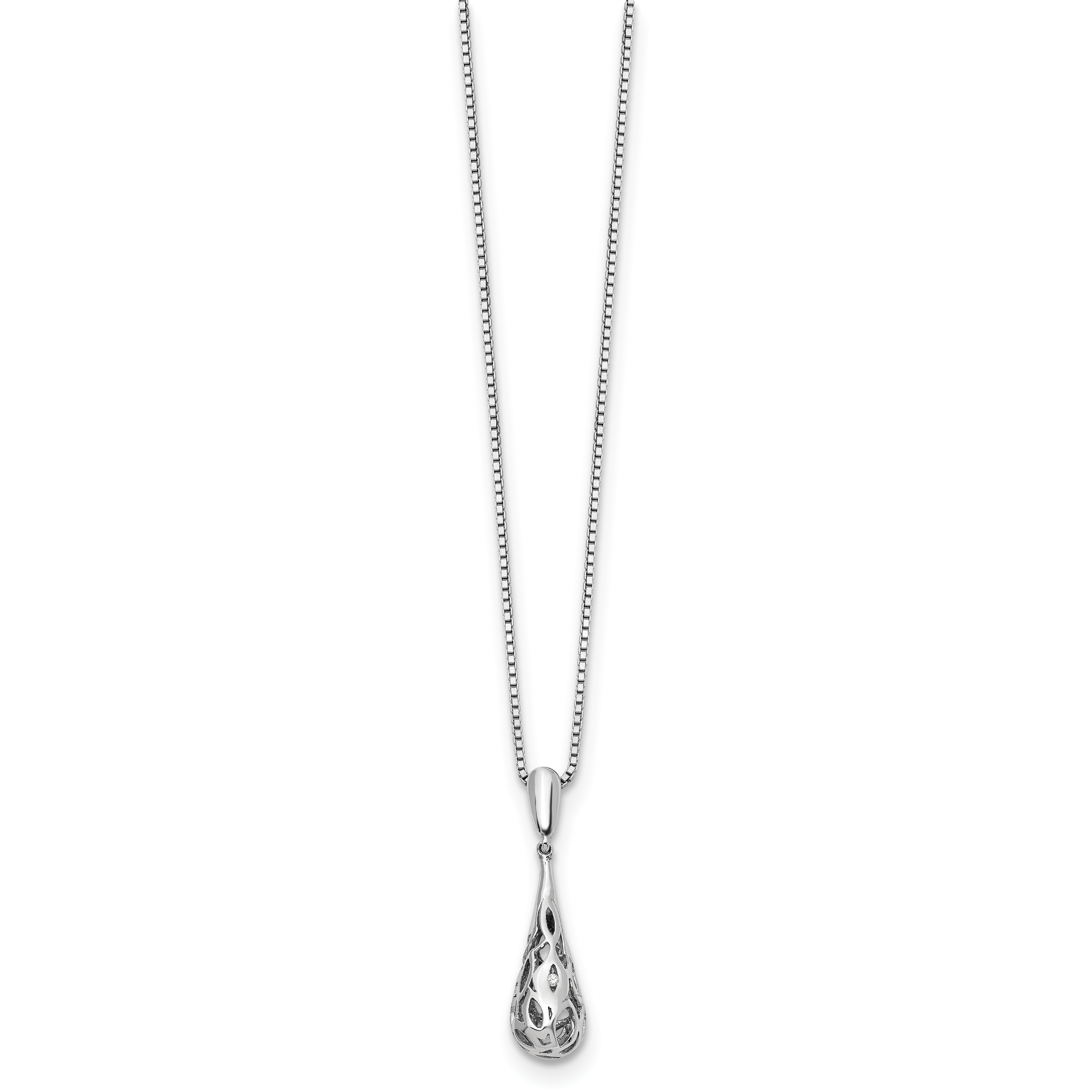 Sophia Jewelers Sterling Silver Diamond Teardrop Necklace with Rhodium Finish Secondary image