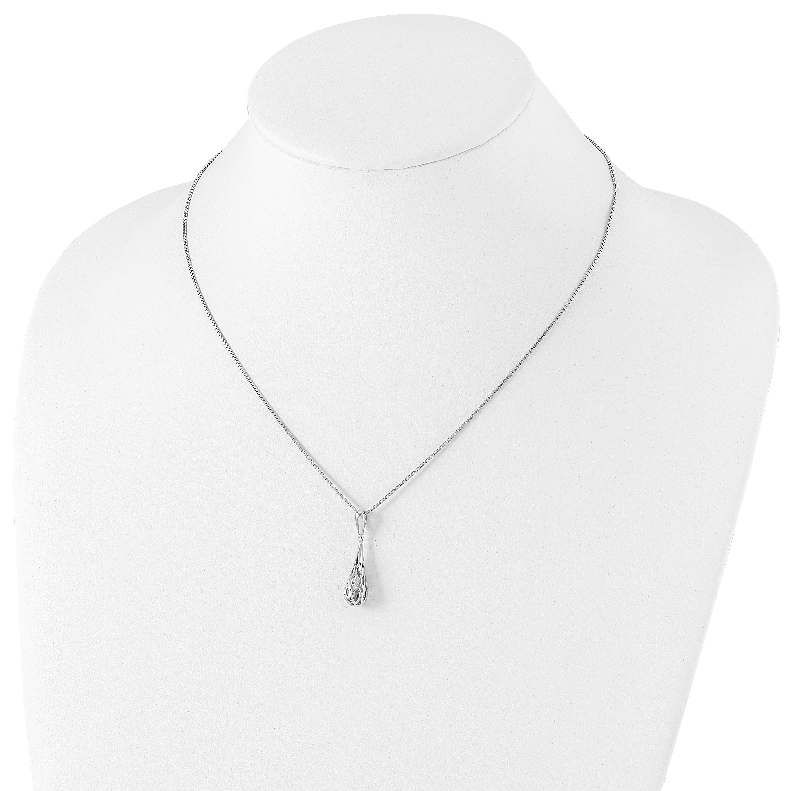 Sophia Jewelers Sterling Silver Diamond Teardrop Necklace with Rhodium Finish