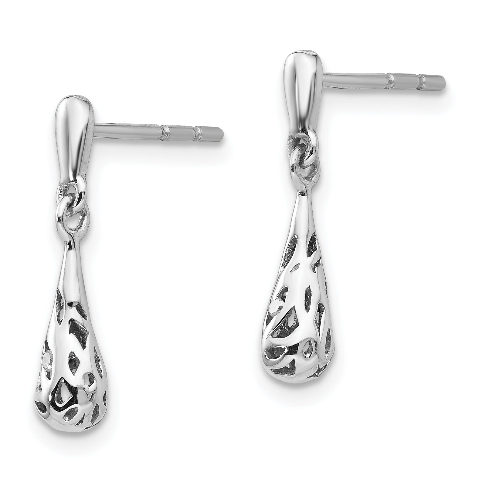 Sophia Jewelers Sterling Silver Diamond Filigree Dangle Earrings Polished Finish Secondary image