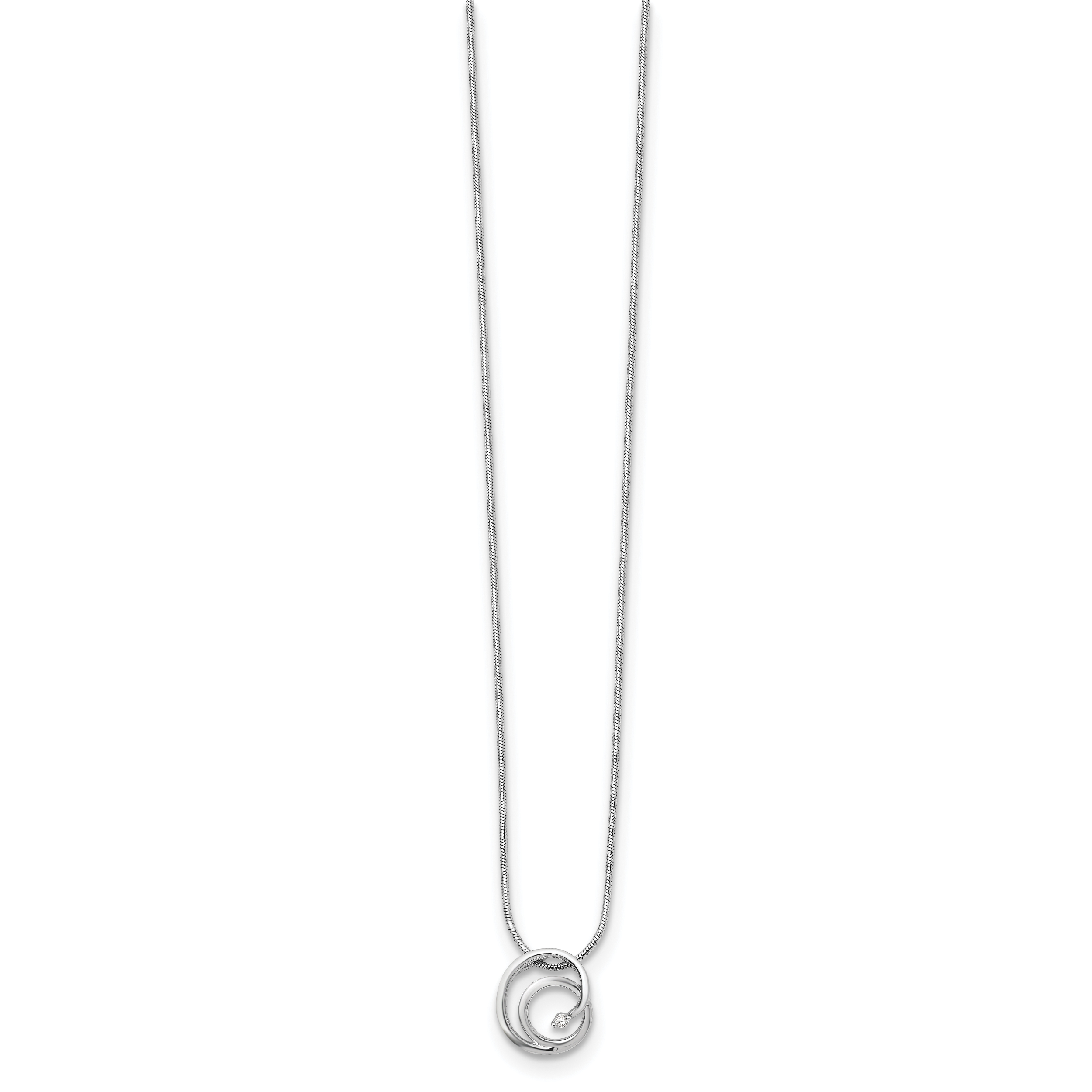 Sophia Jewelers Sterling Silver Diamond Swirl Necklace with Rhodium Finish Secondary image