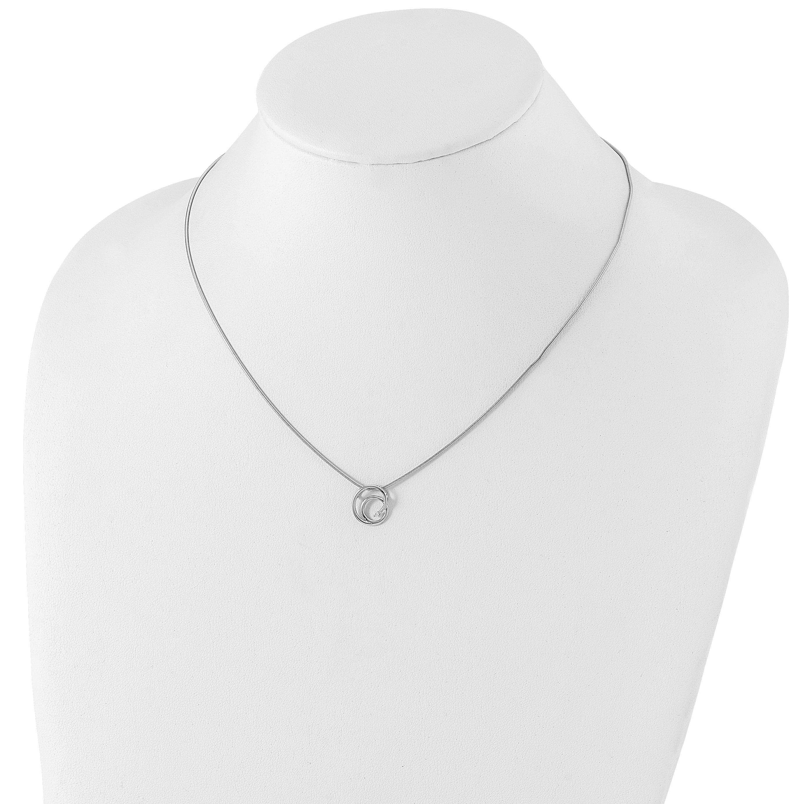 Sophia Jewelers Sterling Silver Diamond Swirl Necklace with Rhodium Finish