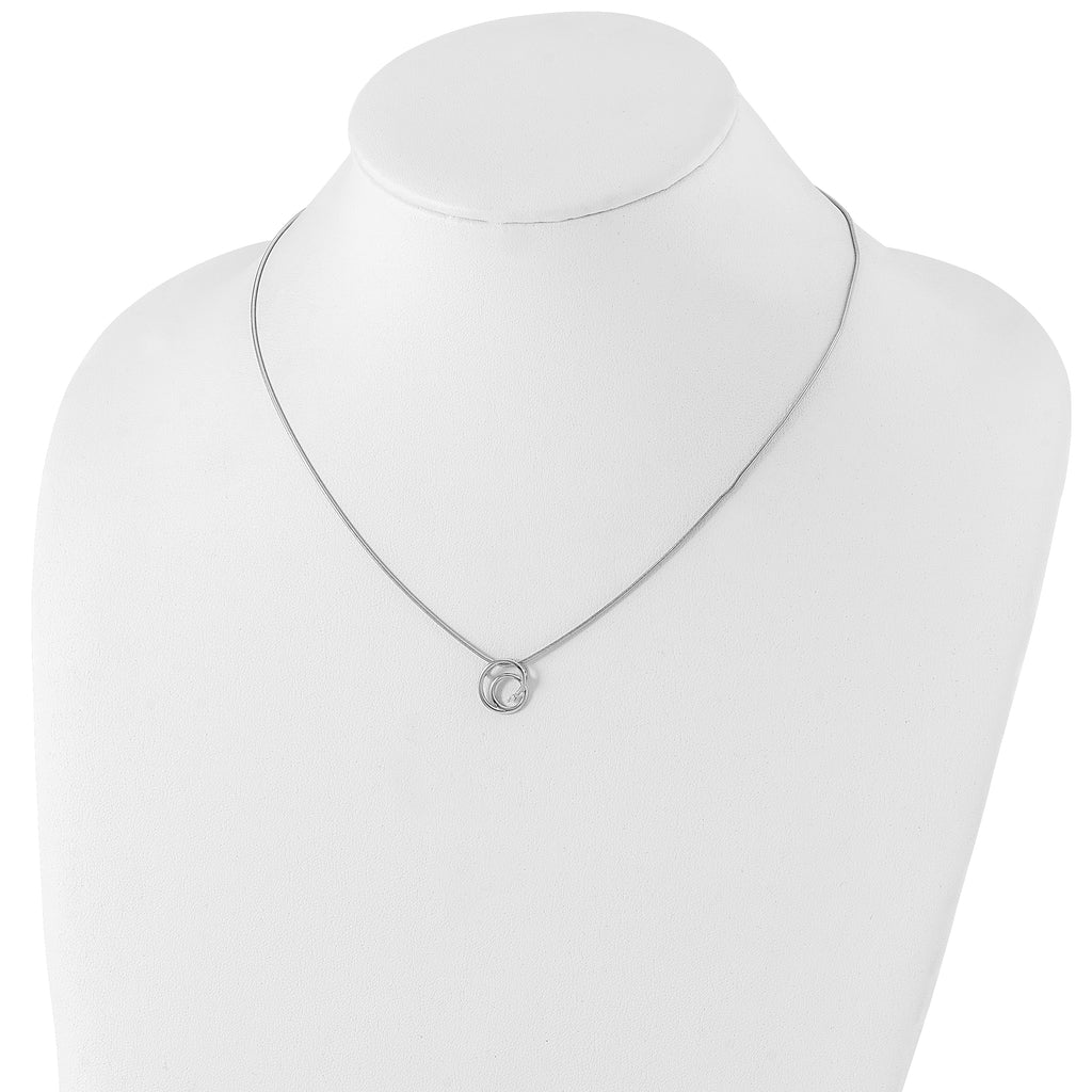 Sophia Jewelers Sterling Silver Diamond Swirl Necklace with Rhodium Finish