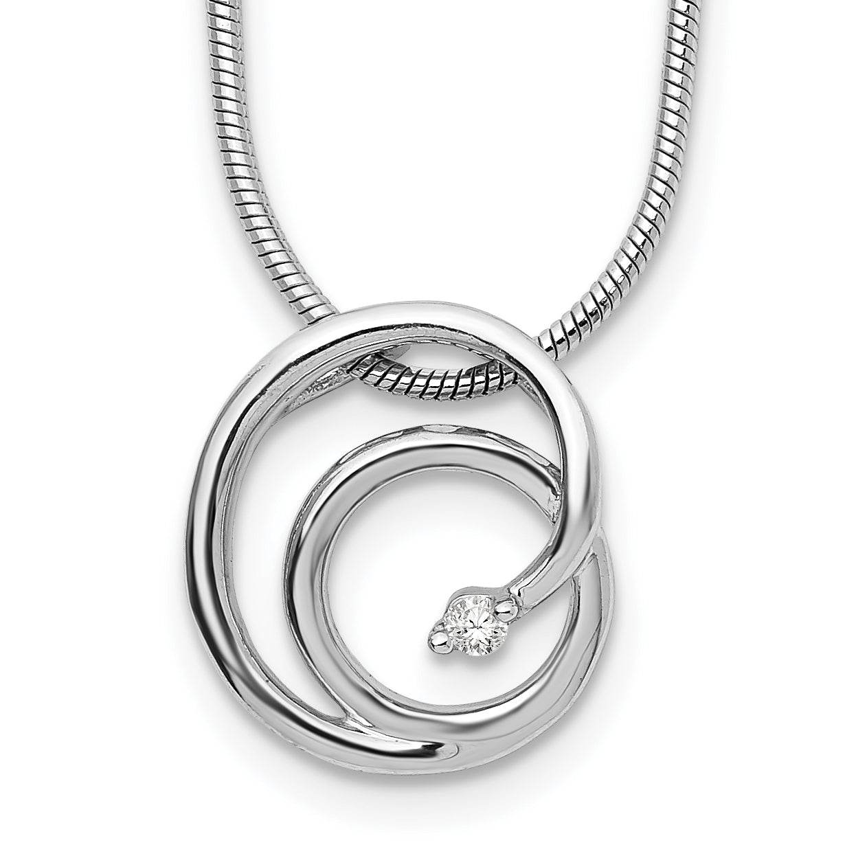 White Ice Sterling Silver Rhodium-plated 18 Inch Diamond Swirl Necklace with 2 Inch Extender Main image
