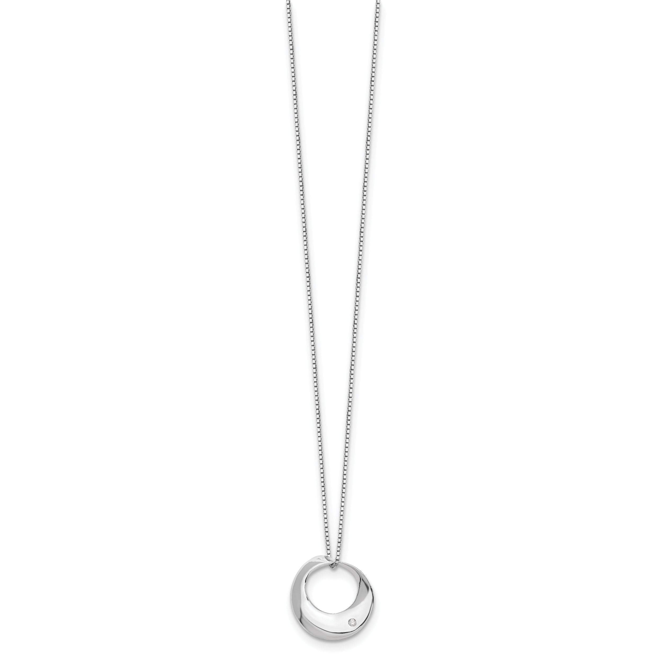 Sophia Jewelers Sterling Silver Diamond Circle Necklace with Polished Rhodium Finish