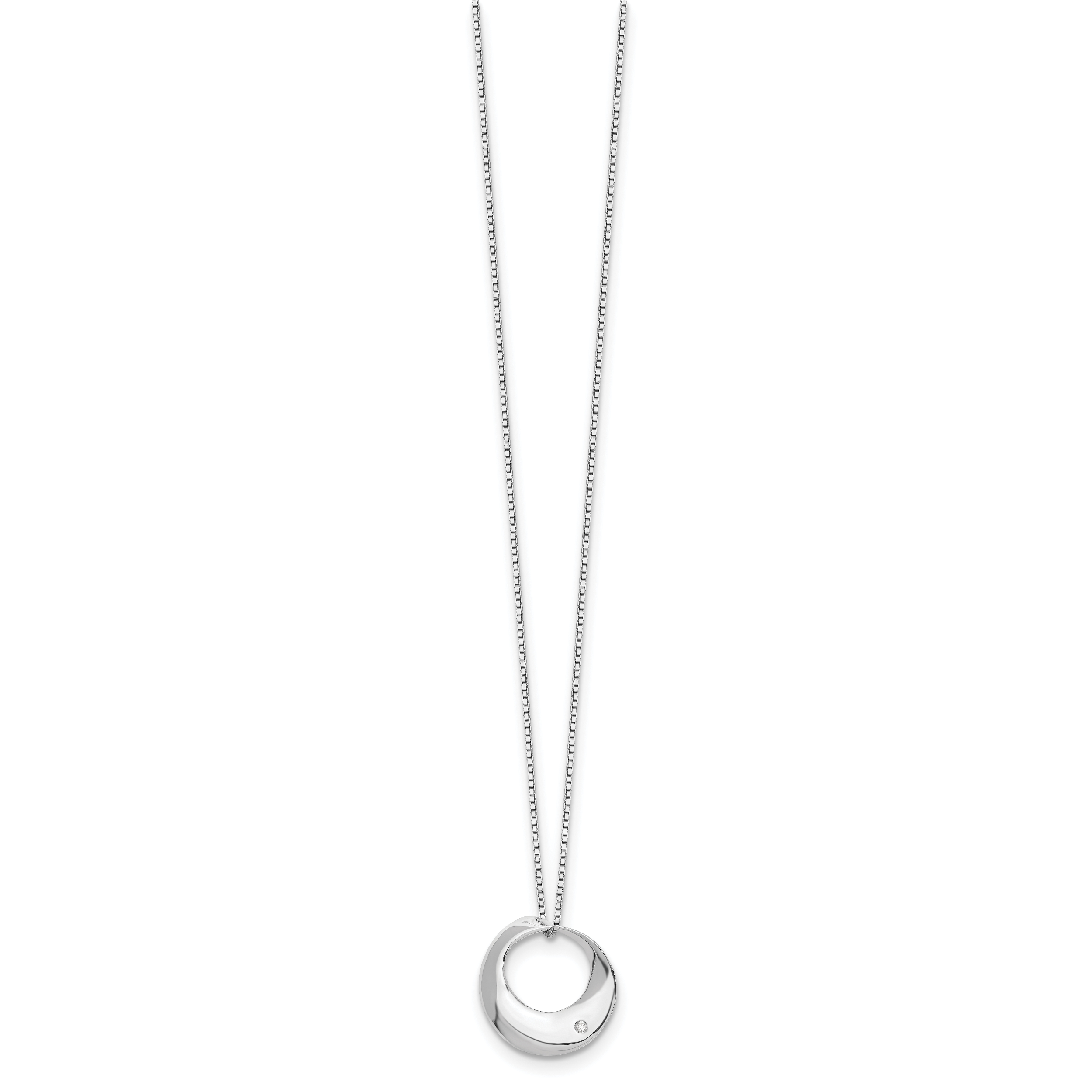 Sophia Jewelers Sterling Silver Diamond Circle Necklace with Polished Rhodium Finish Secondary image