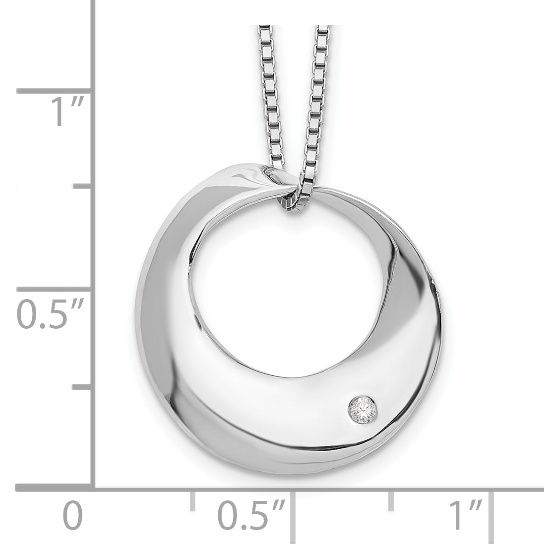 Sophia Jewelers Sterling Silver Diamond Circle Necklace with Polished Rhodium Finish