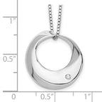 Sophia Jewelers Sterling Silver Diamond Circle Necklace with Polished Rhodium Finish