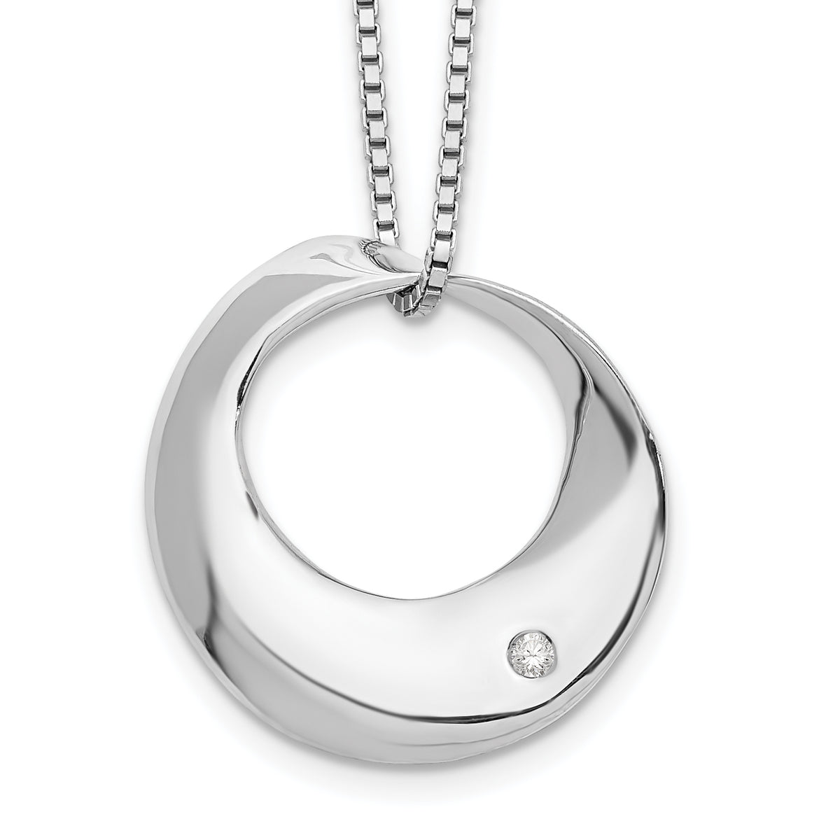 White Ice Sterling Silver Rhodium-plated 18 Inch Diamond Open Circle Necklace with 2 Inch Extender