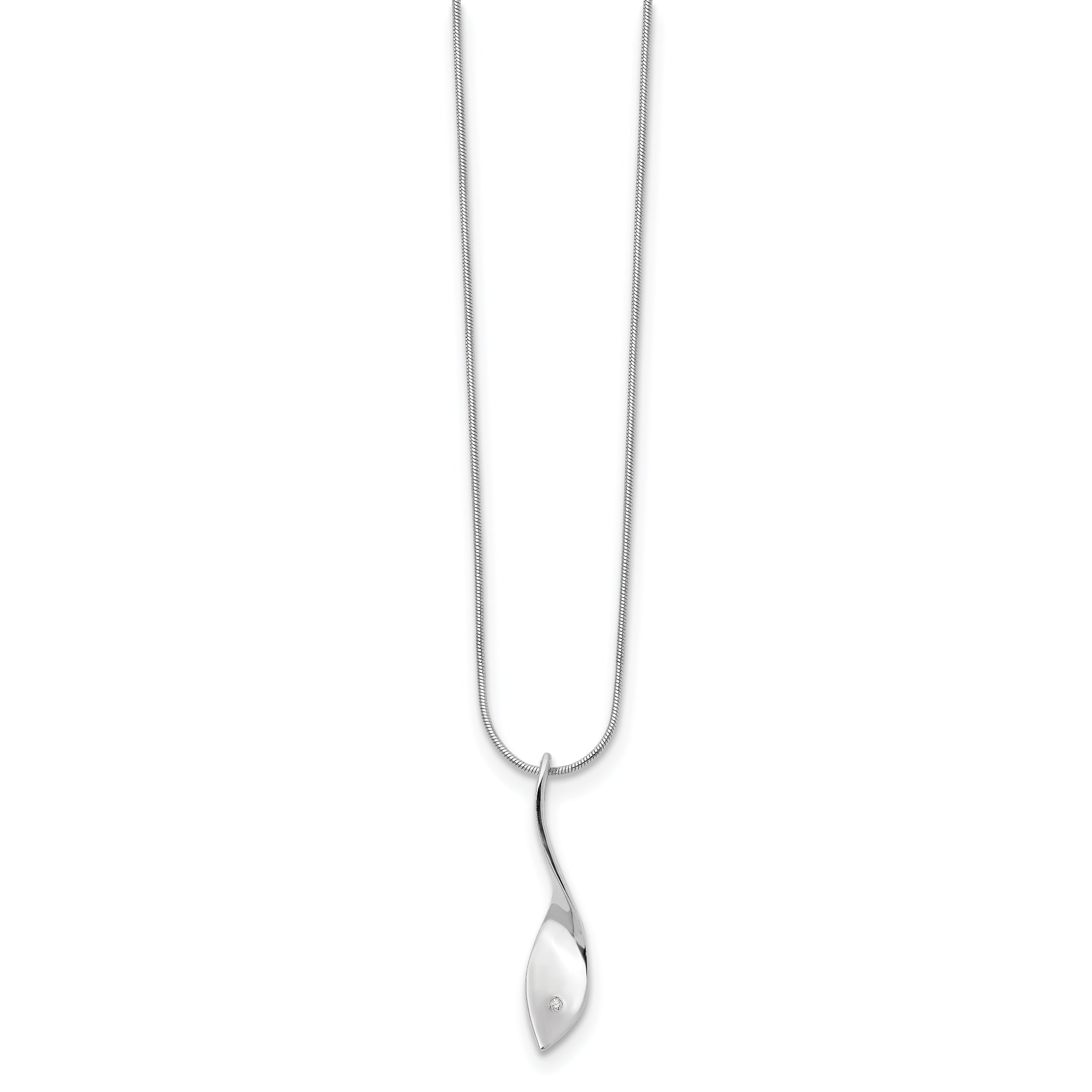 White Ice Sterling Silver Diamond Twisted Pendant Necklace, Rhodium-Plated, Gift Ready