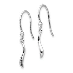 White Ice Sterling Silver Rhodium-plated Swirl Diamond Shepherd Hook Dangle Earrings