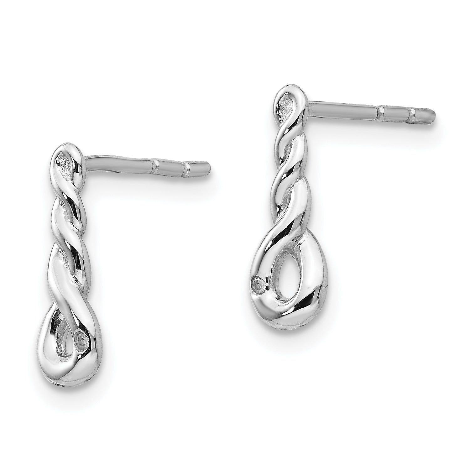 Sophia Jewelers Sterling Silver Diamond Dangle Earrings with Rhodium Twist Secondary image