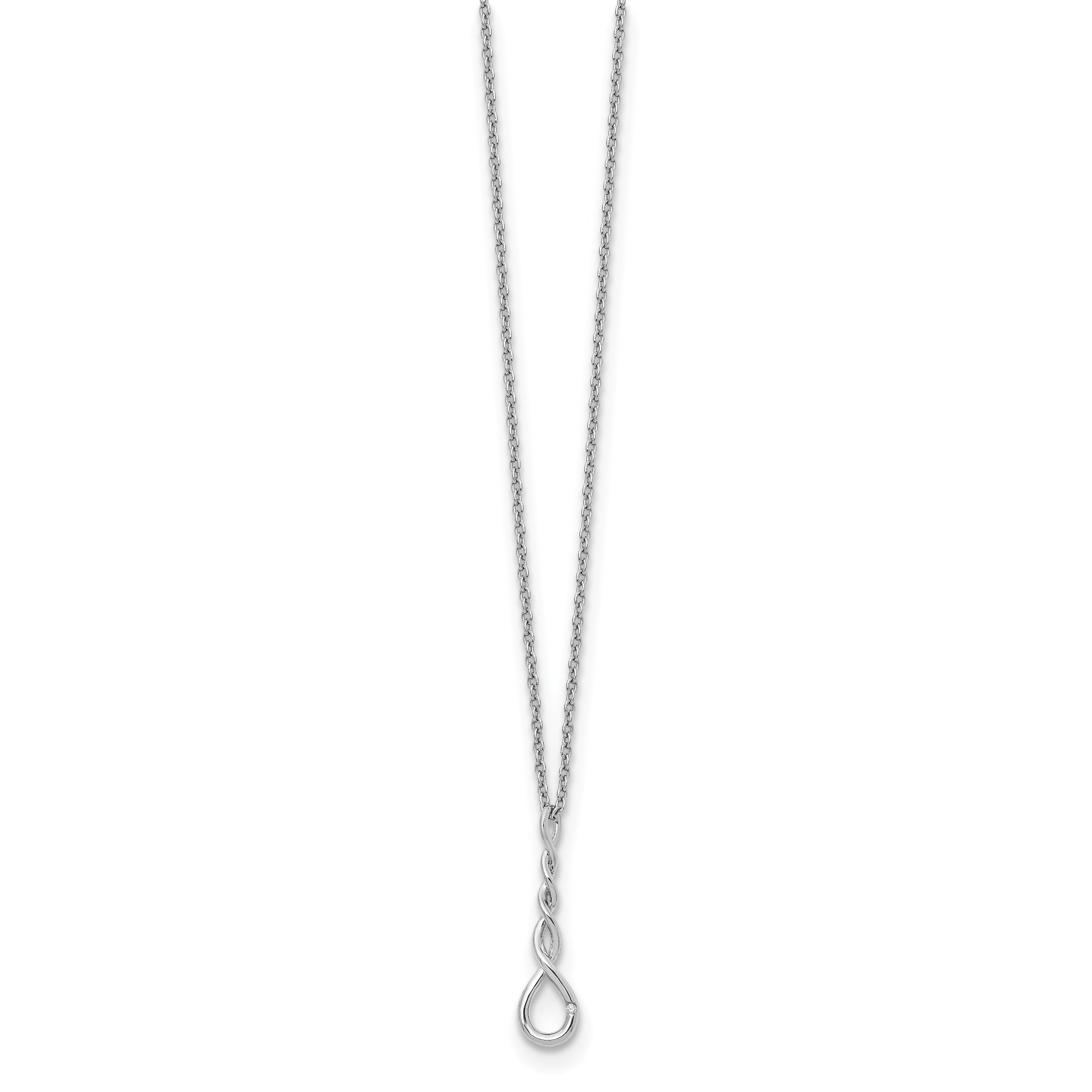 Sterling Silver Diamond Accent Twisted Necklace with Extender Gift Ready