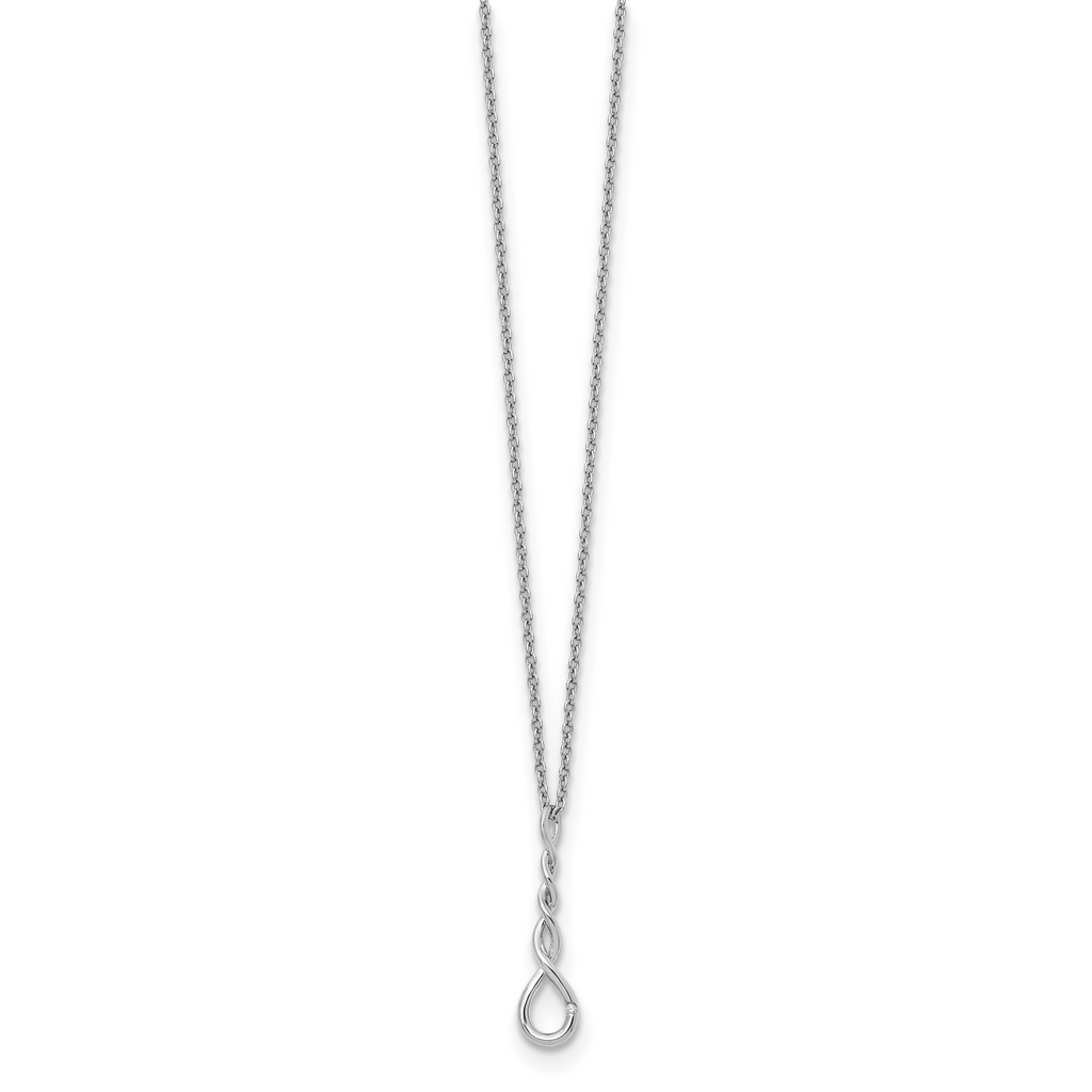 Sterling Silver Diamond Accent Twisted Necklace with Extender Gift Ready