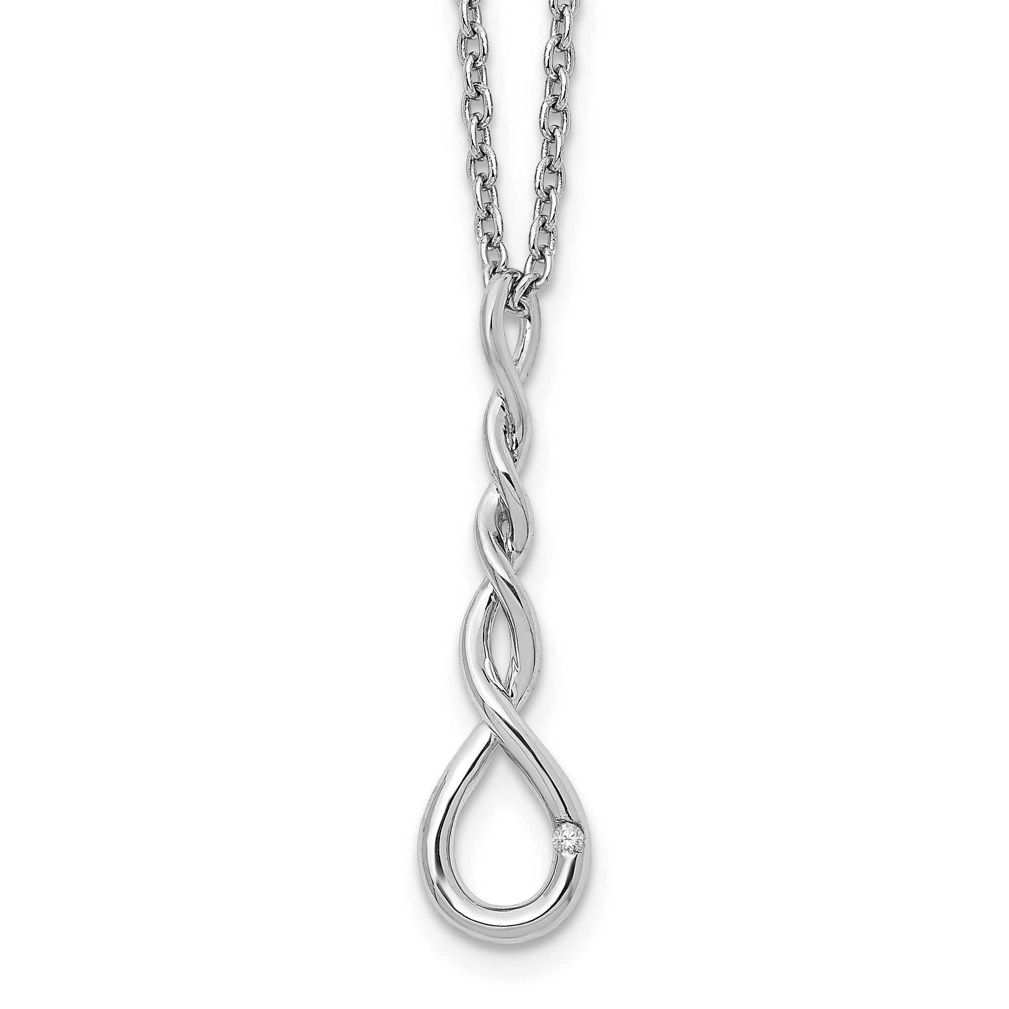 White Ice Sterling Silver Rhodium-plated 18 Inch Twisted Diamond Accent Necklace with 2 Inch Extender Main image