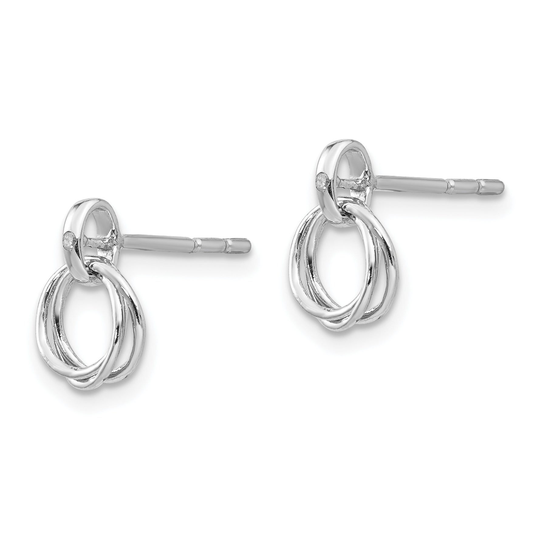 Sophia Jewelers Sterling Silver Diamond Drop Earrings with Rhodium Polish Secondary image