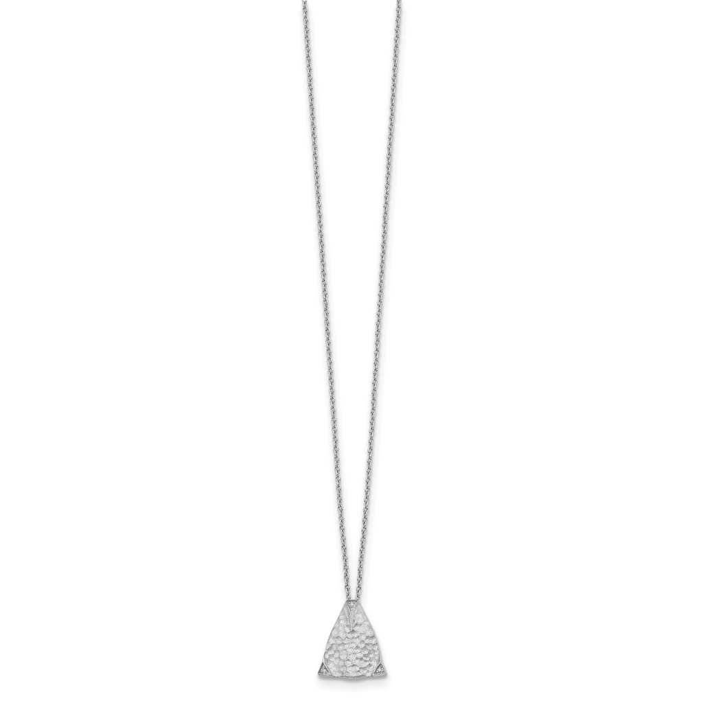 White Ice Sterling Silver Diamond Triangle Necklace with Extender