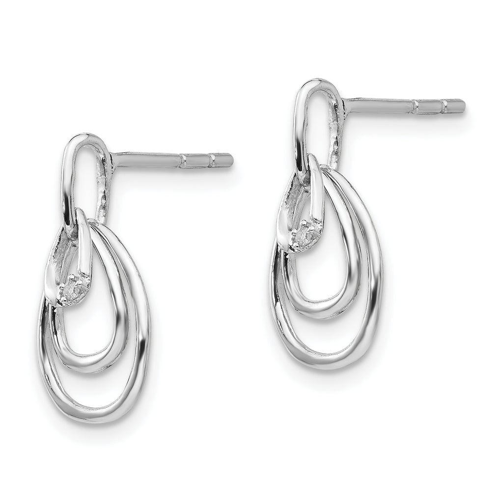Sophia Jewelers Sterling Silver Teardrop Diamond Dangle Earrings Gift Ready