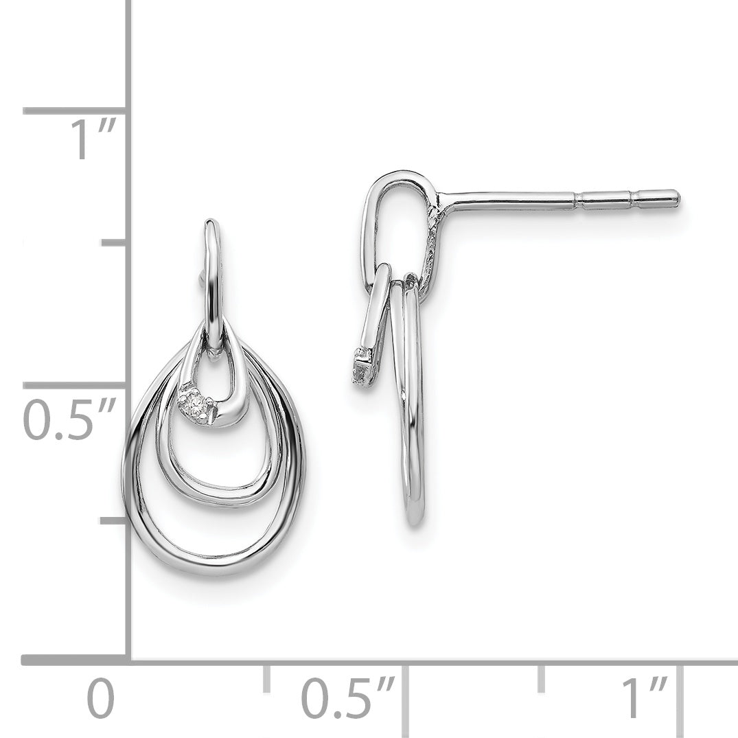 Sophia Jewelers Sterling Silver Teardrop Diamond Dangle Earrings Gift Ready
