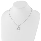 Sterling Silver Diamond Teardrop Necklace with Rhodium Plating
