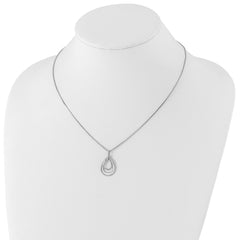 Sterling Silver Diamond Teardrop Necklace with Rhodium Plating