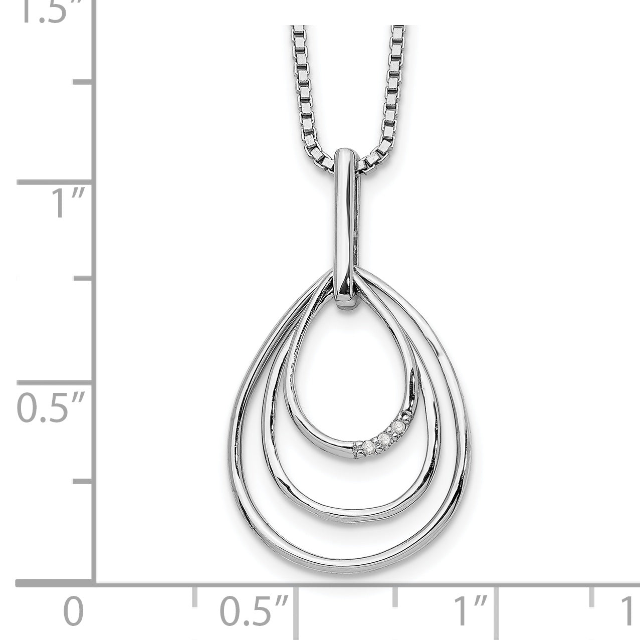 Sterling Silver Diamond Teardrop Necklace with Rhodium Plating