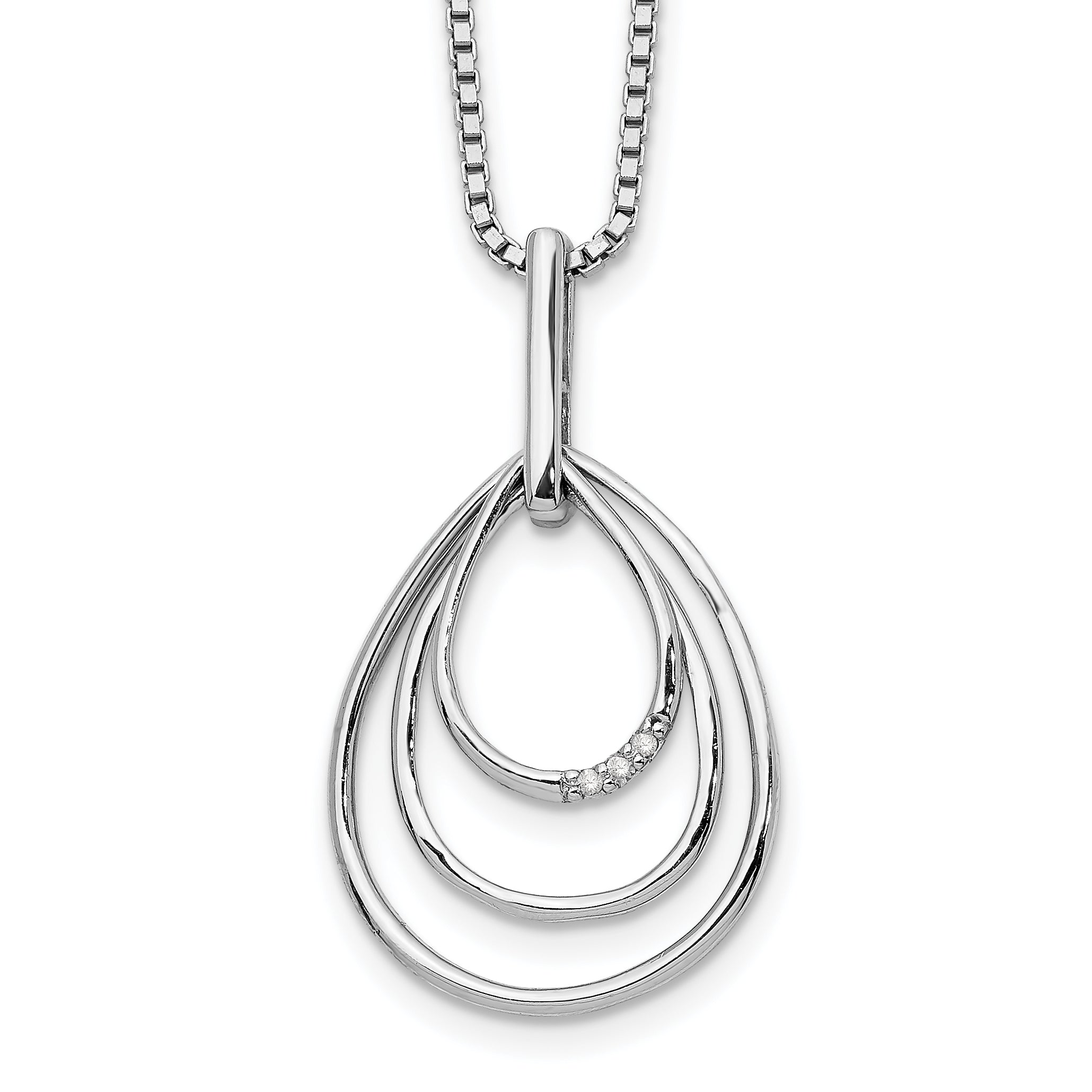 White Ice Sterling Silver Rhodium-plated 18 Inch Diamond Fancy Teardrop Necklace with 2 Inch Extender Main image