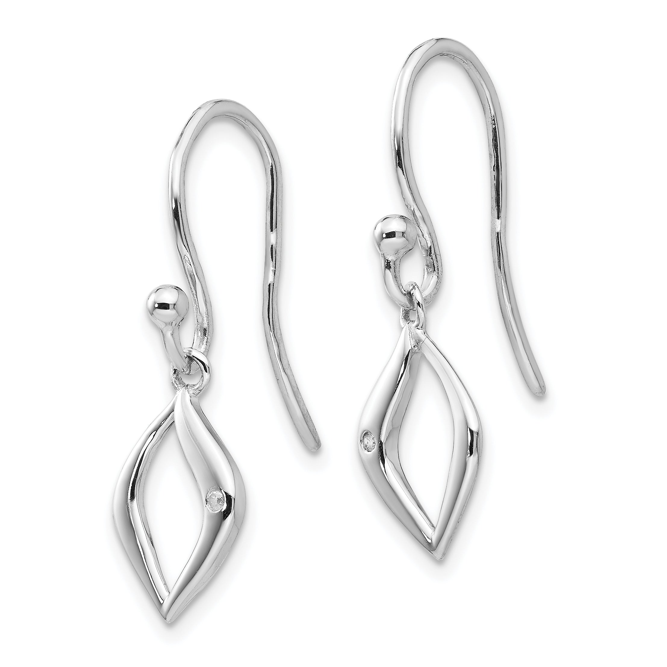 Sterling Silver Diamond Drop Earrings with Rhodium Polish Gift Ready Secondary image