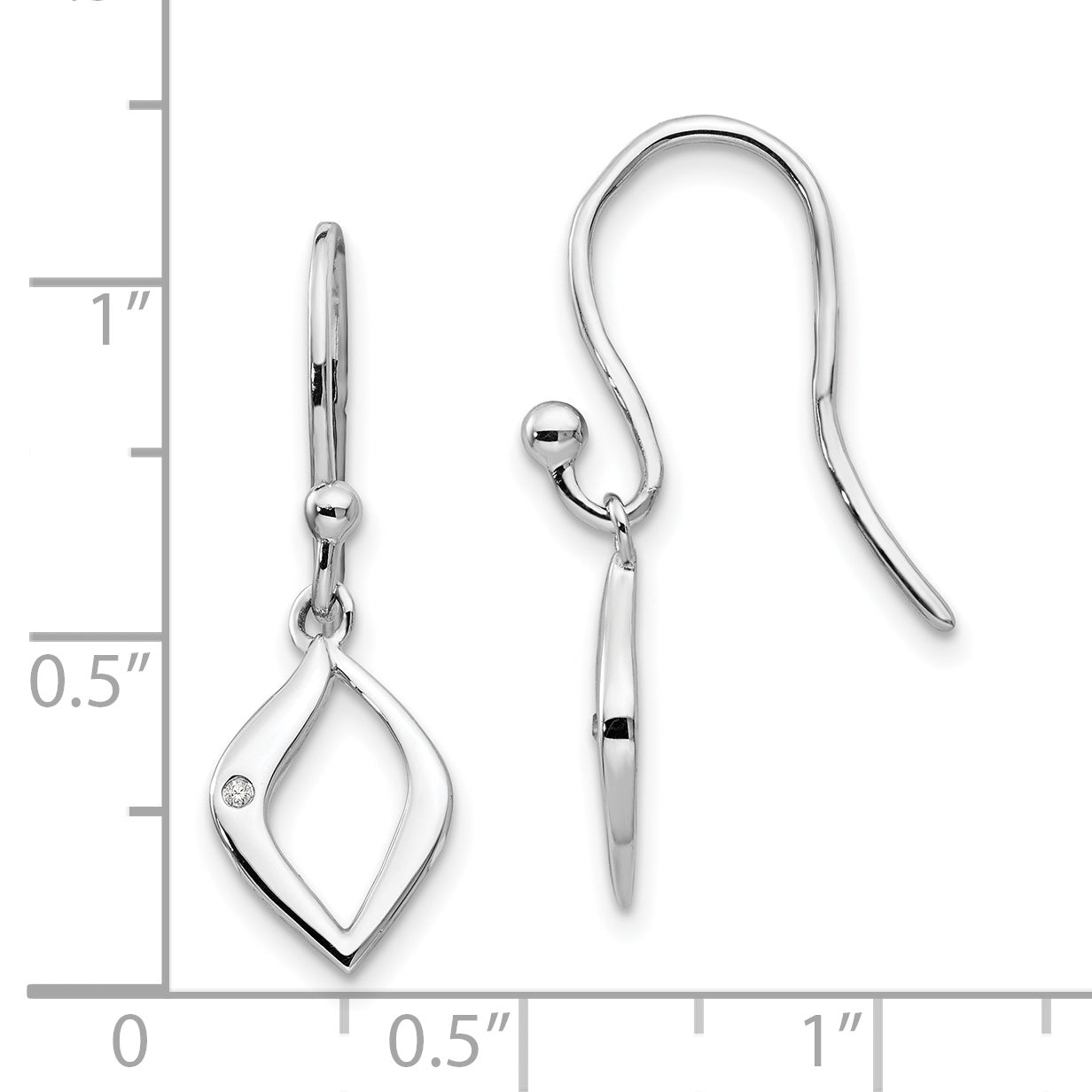Sterling Silver Diamond Drop Earrings with Rhodium Polish Gift Ready