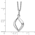 Sterling Silver Diamond Necklace with Rhodium Polish and Extender