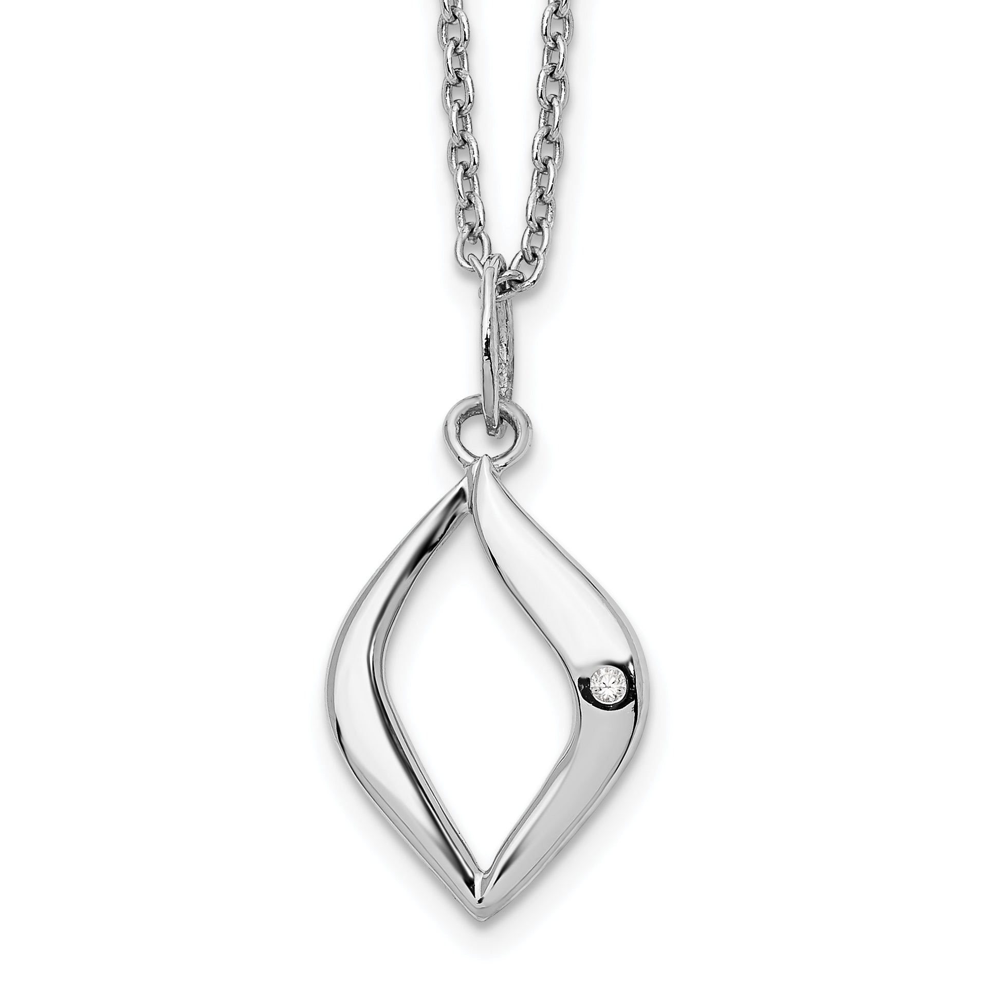 White Ice Sterling Silver Rhodium-plated 18 Inch Diamond Necklace with 2 Inch Extender Main image