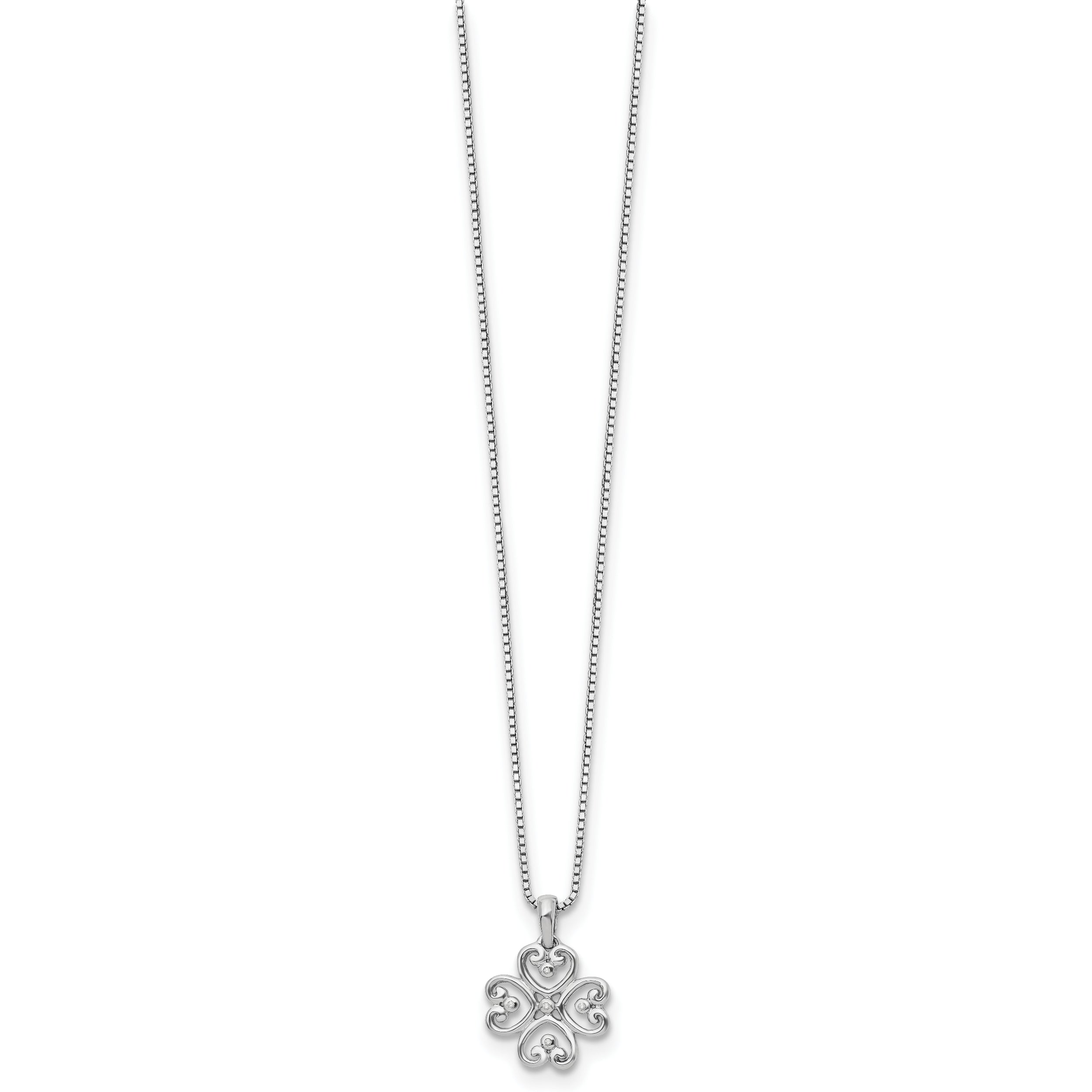 White Ice Sterling Silver Diamond 4 Heart Necklace with Extender