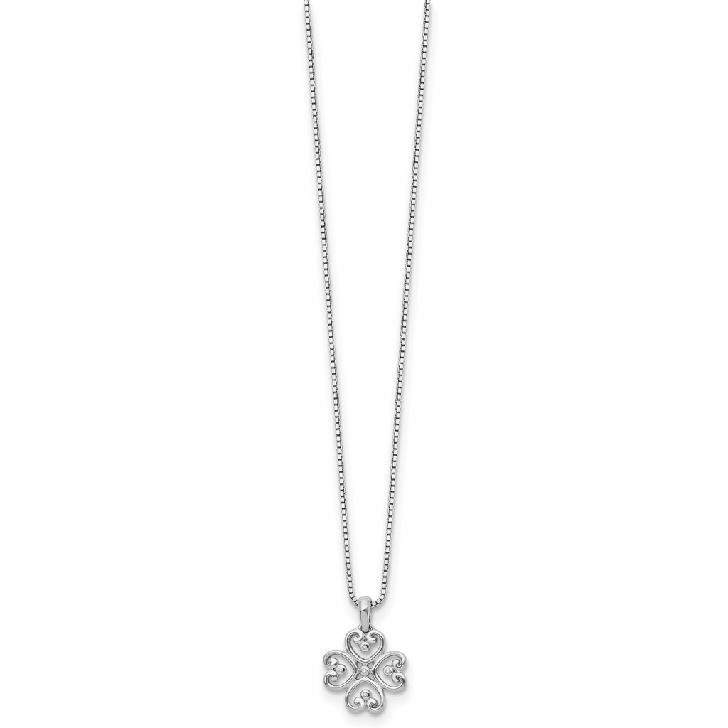 White Ice Sterling Silver Diamond 4 Heart Necklace with Extender