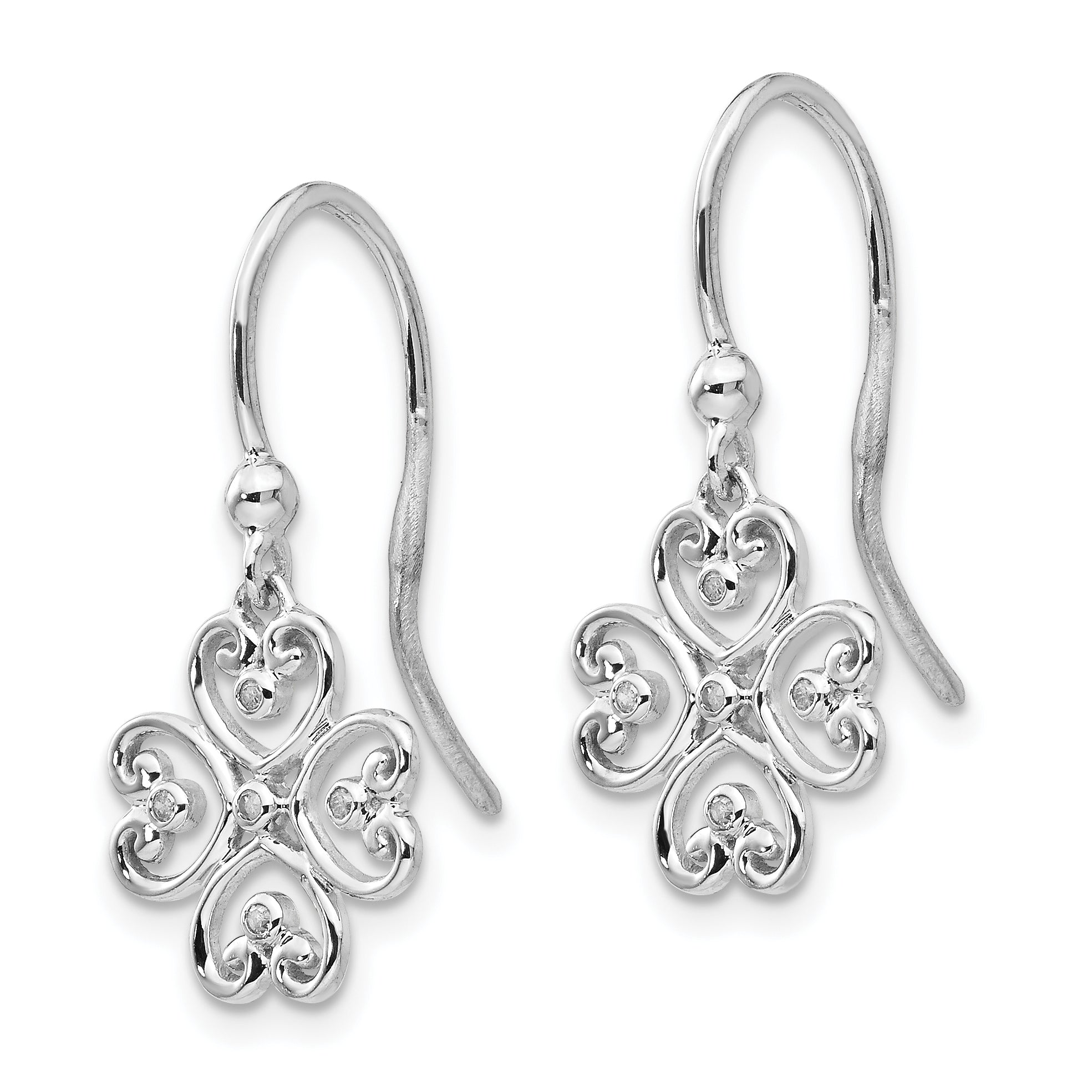 Sophia Jewelers Rhodium-Plated Sterling Silver Diamond Dangle Earrings Secondary image
