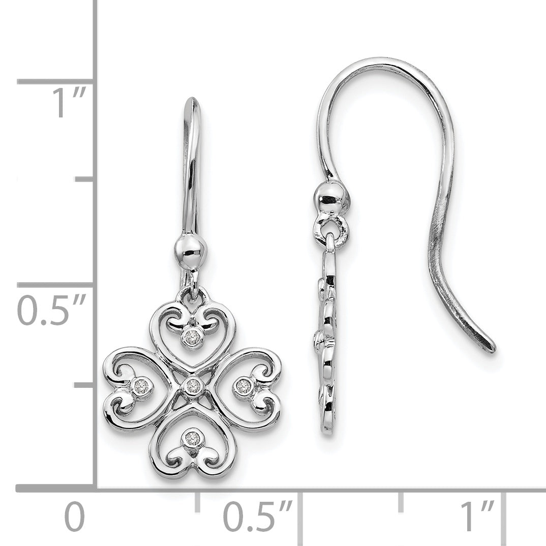 Sophia Jewelers Rhodium-Plated Sterling Silver Diamond Dangle Earrings