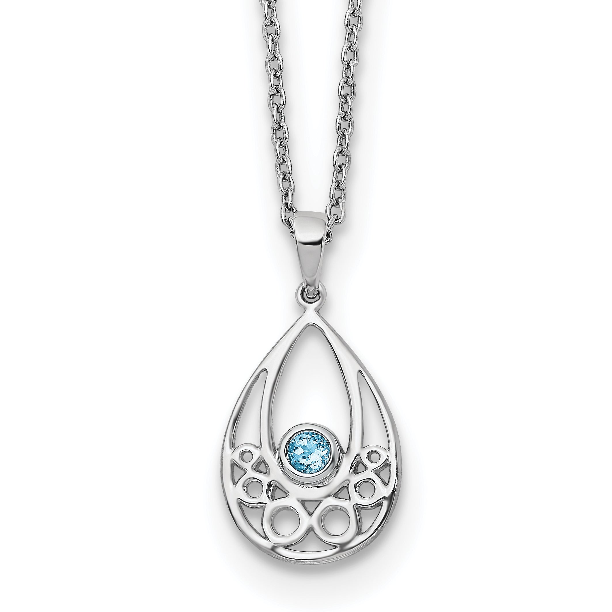 White Ice Sterling Silver Rhodium-plated 18 Inch Blue Topaz Necklace with 2 Inch Extender Main image