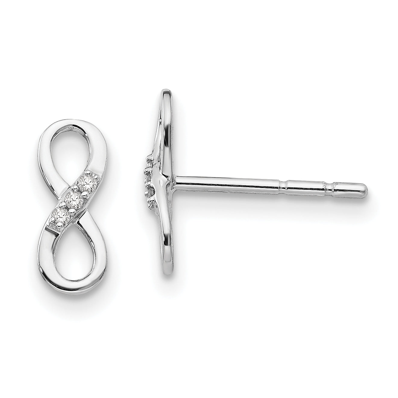 White Ice Sterling Silver Rhodium-plated Infinity Symbol Diamond Post Earrings Main image