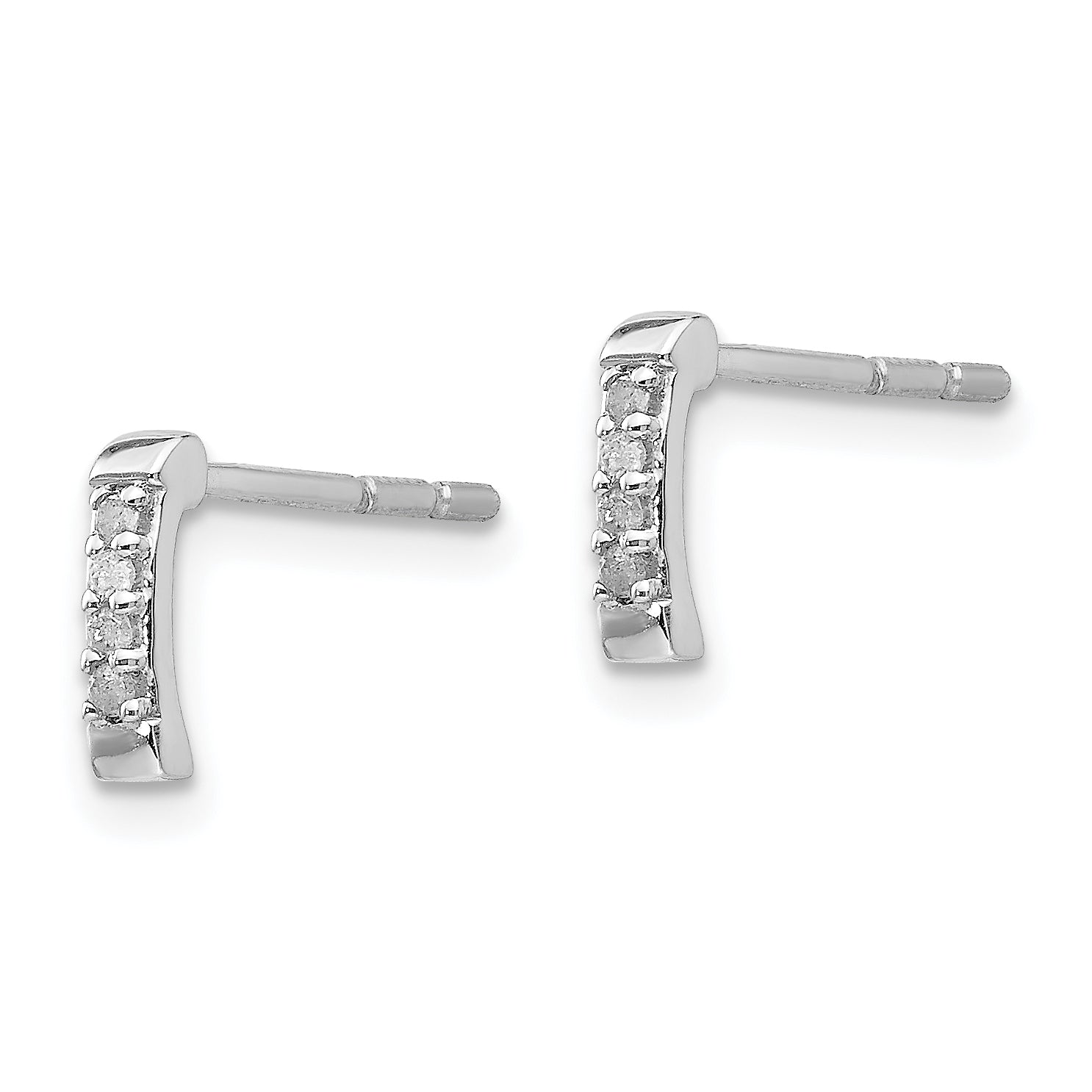 Sophia Jewelers Sterling Silver Diamond Earrings with Rhodium Polish