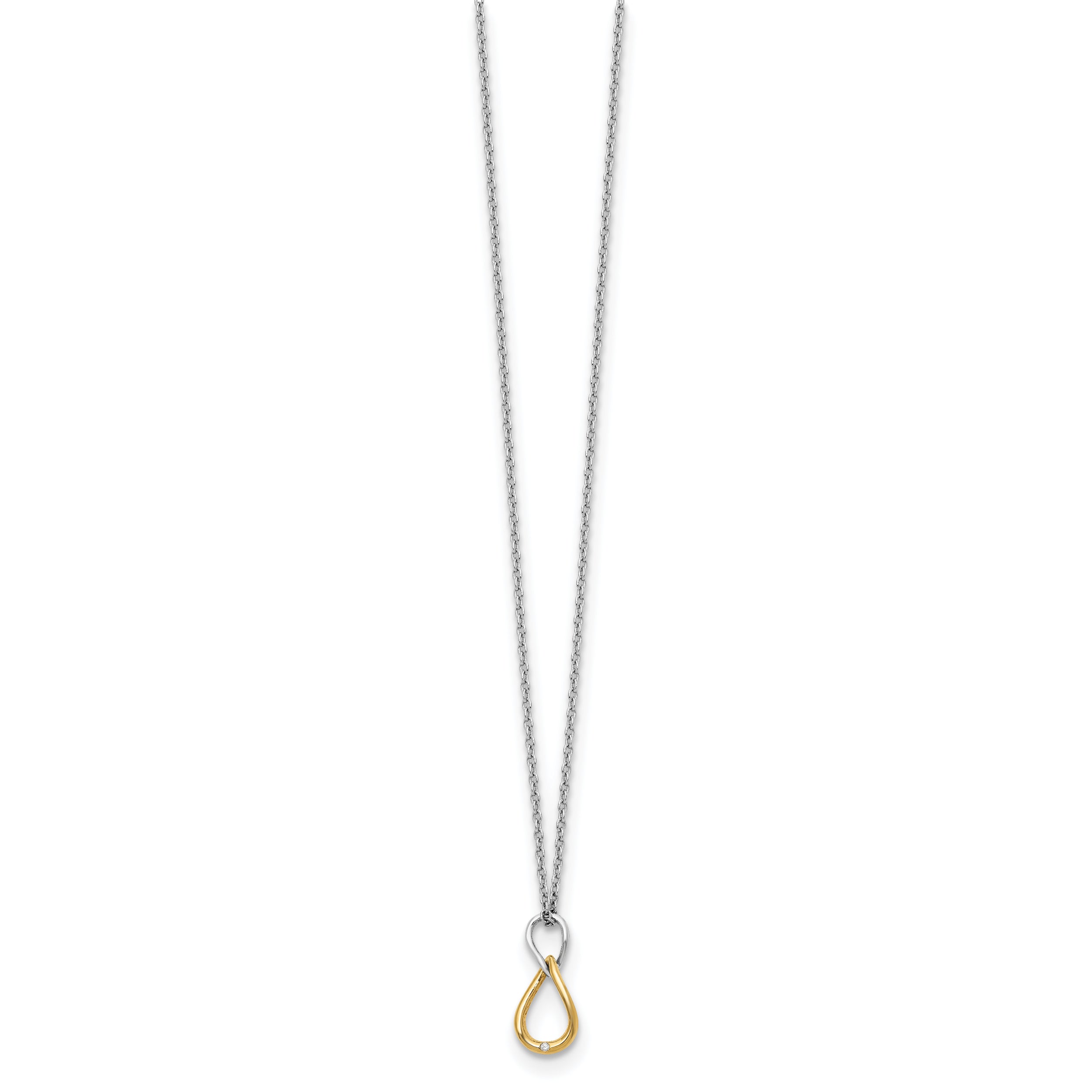White Ice Sterling Silver Diamond Necklace with Gold-Tone, Gift Ready, 20