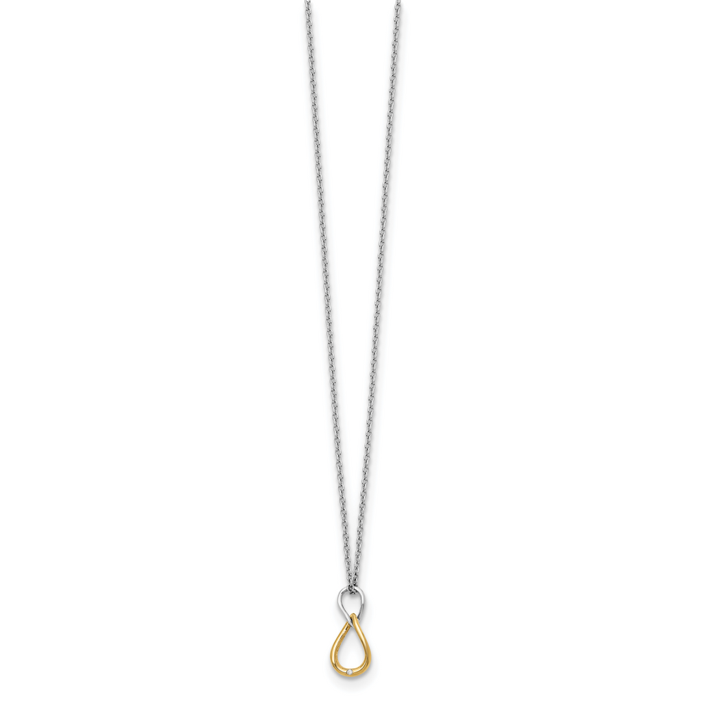 White Ice Sterling Silver Diamond Necklace with Gold-Tone, Gift Ready, 20