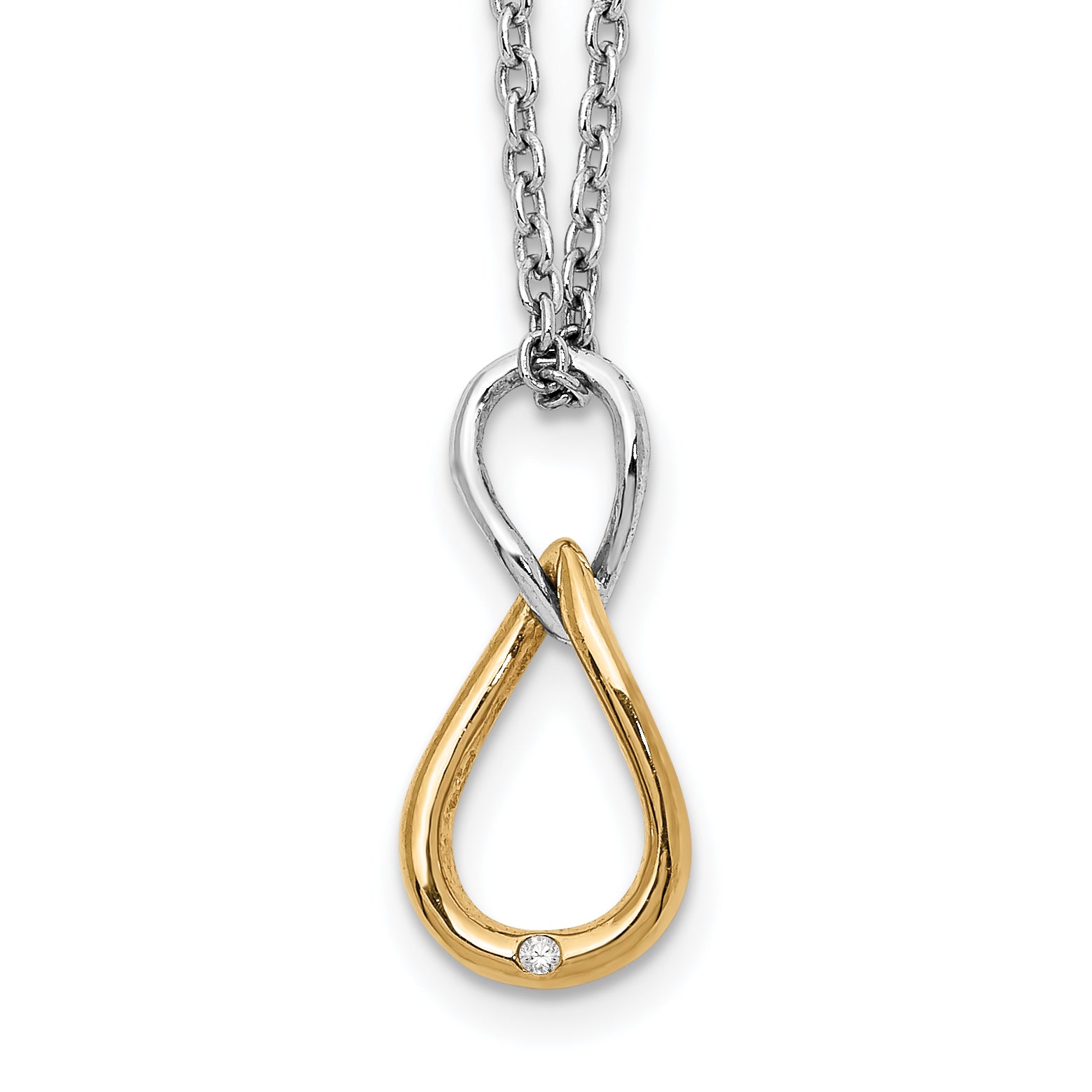 White Ice Sterling Silver Rhodium-plated Gold-tone 18 Inch Diamond Necklace with 2 Inch Extender Main image
